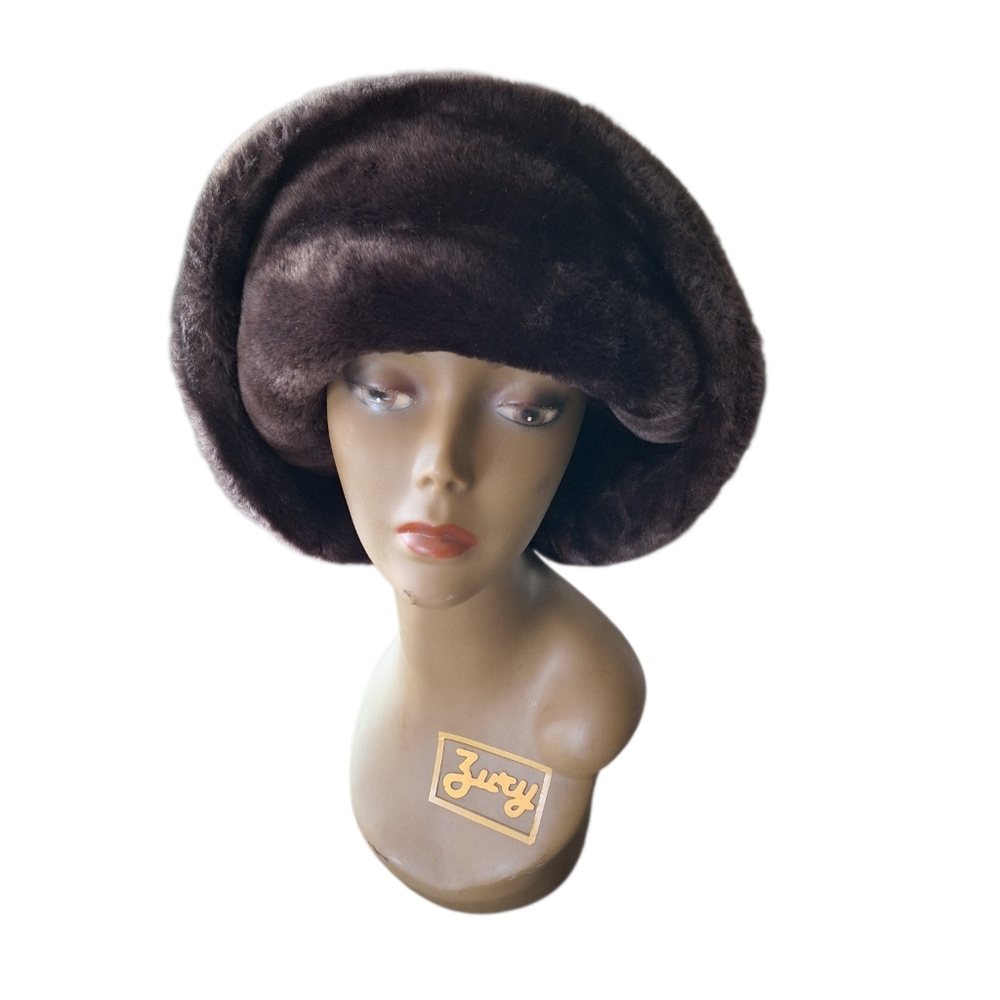 Betmar New York Vintage Dark Brown Plush Bucket Hat City Glam Old Money Luxury